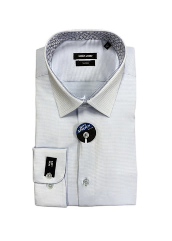 Remus Uomo - Blue Waffle weave Taper Fit Formal Shirt 18677 21