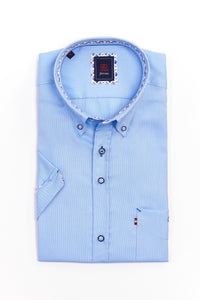 Andre - Oslo Blue Short Sleeve Shirt
