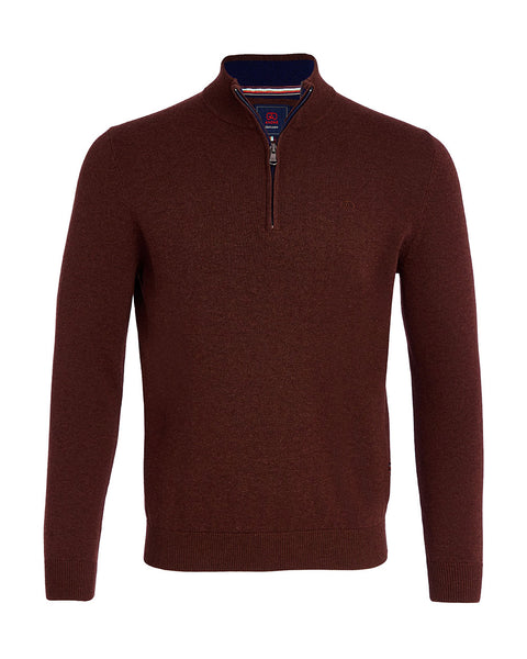 Andre Quarter Zip Knit- Tory - Burgundy