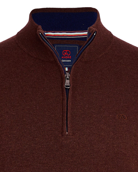 Andre Quarter Zip Knit- Tory - Burgundy