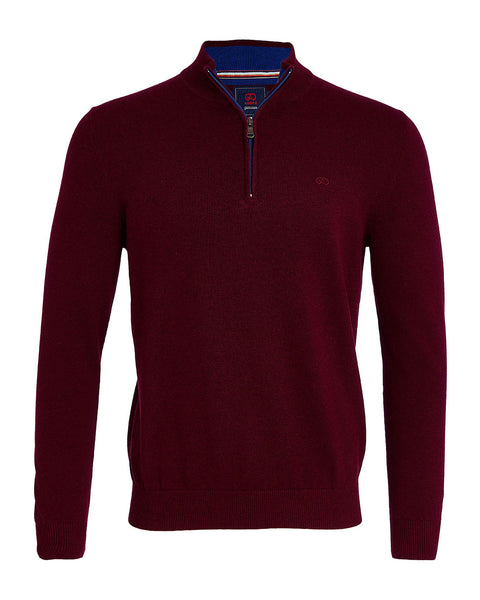 Andre Quarter Zip Knit- Tory - Burgundy