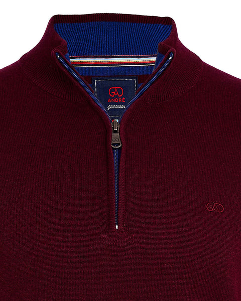Andre Quarter Zip Knit- Tory - Burgundy
