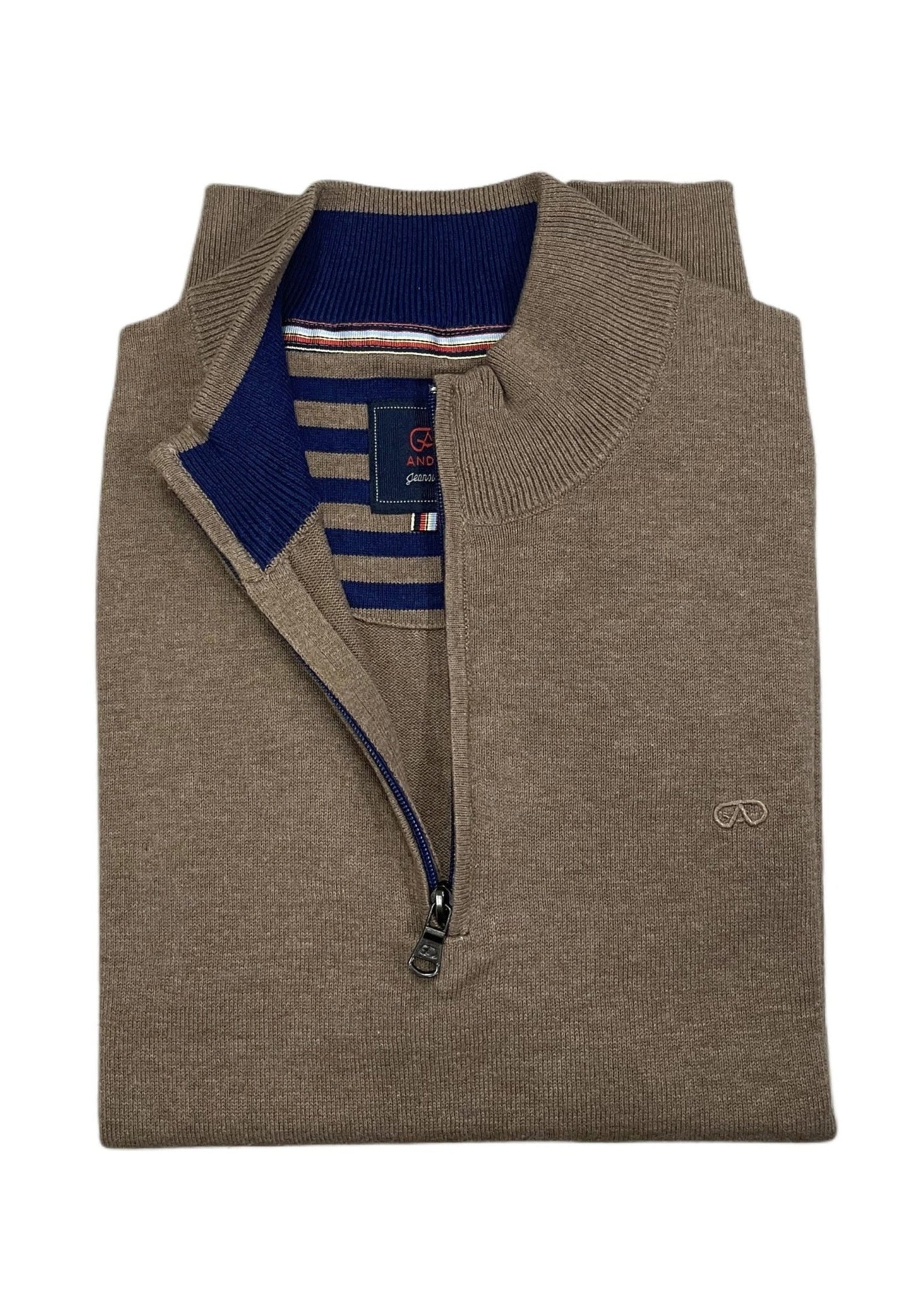 Andre - Tory Camel Quarter Zip Knitwear