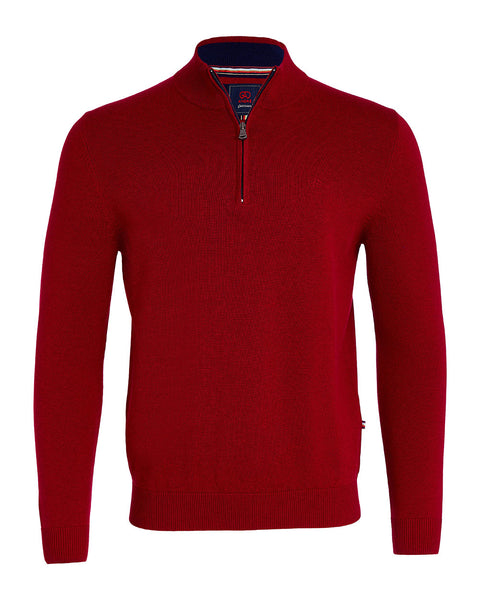 Andre Quarter Zip Knit- Tory - Cherry