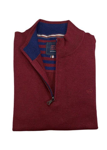 Andre - Tory Merlot Quarter Zip Knitwear