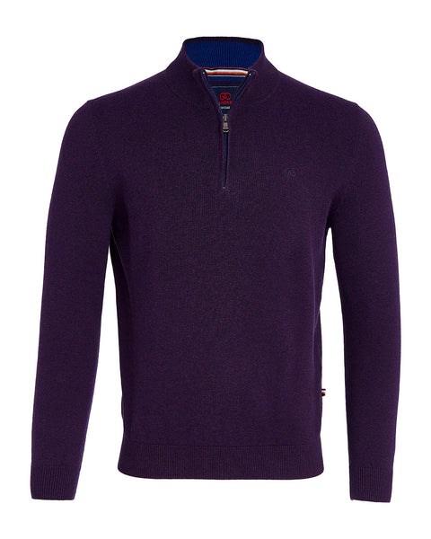 Andre Quarter Zip Knit- Tory - Purple