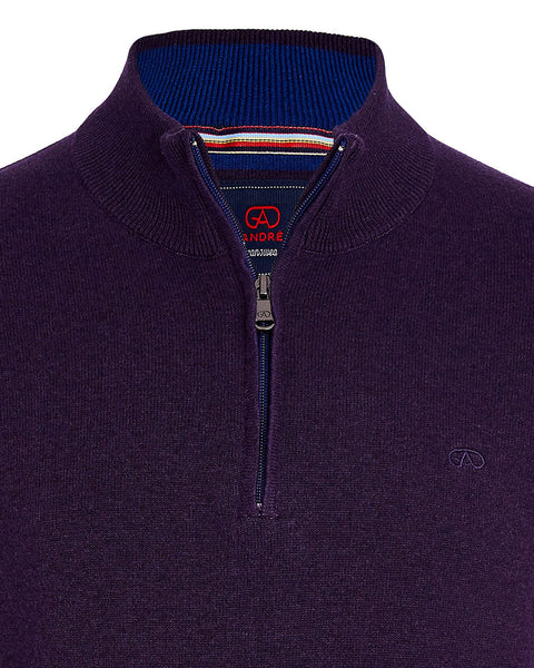 Andre Quarter Zip Knit- Tory - Purple