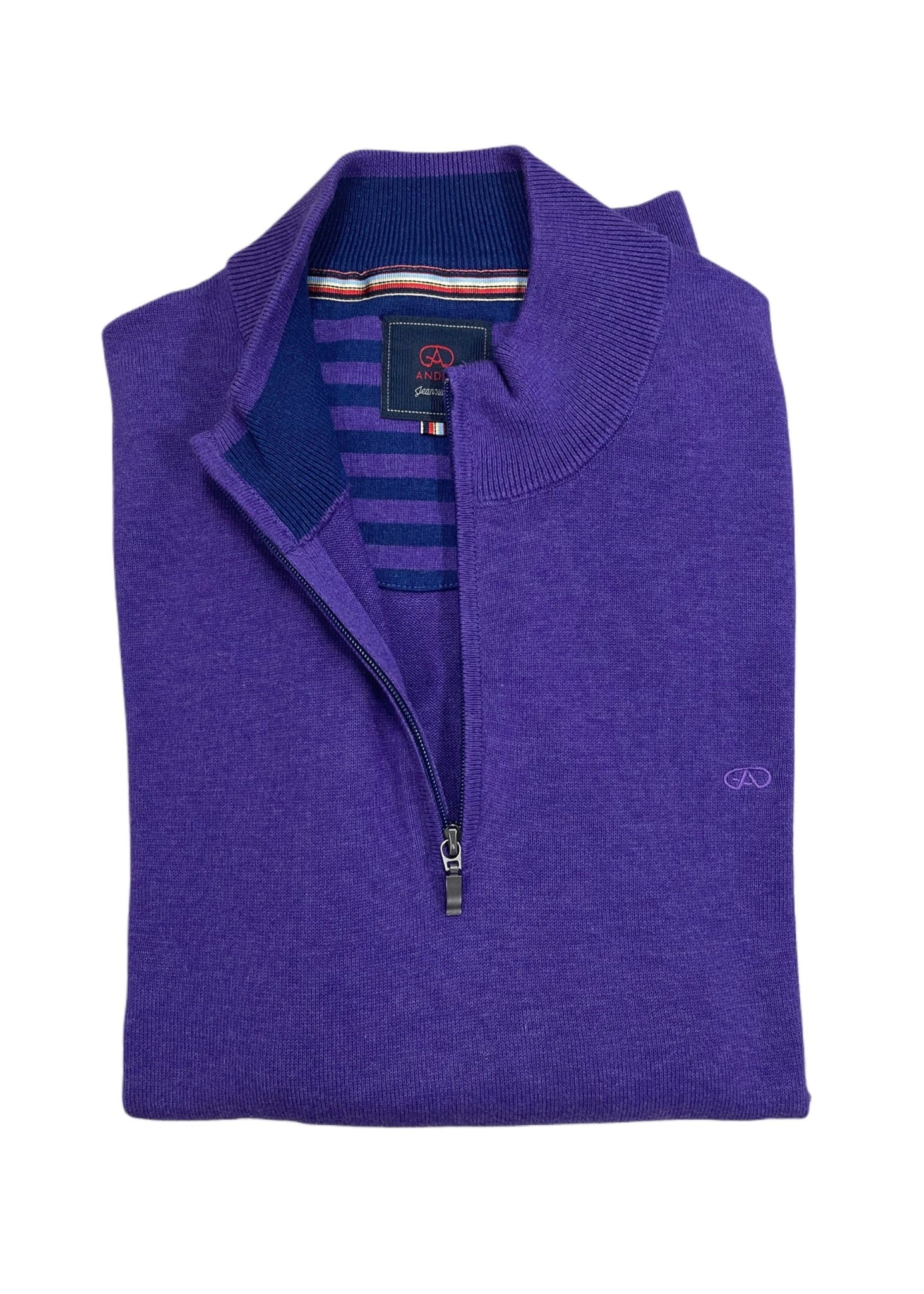 Andre - Tory Purple Quarter Zip Knitwear