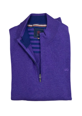 Andre - Tory Purple Quarter Zip Knitwear