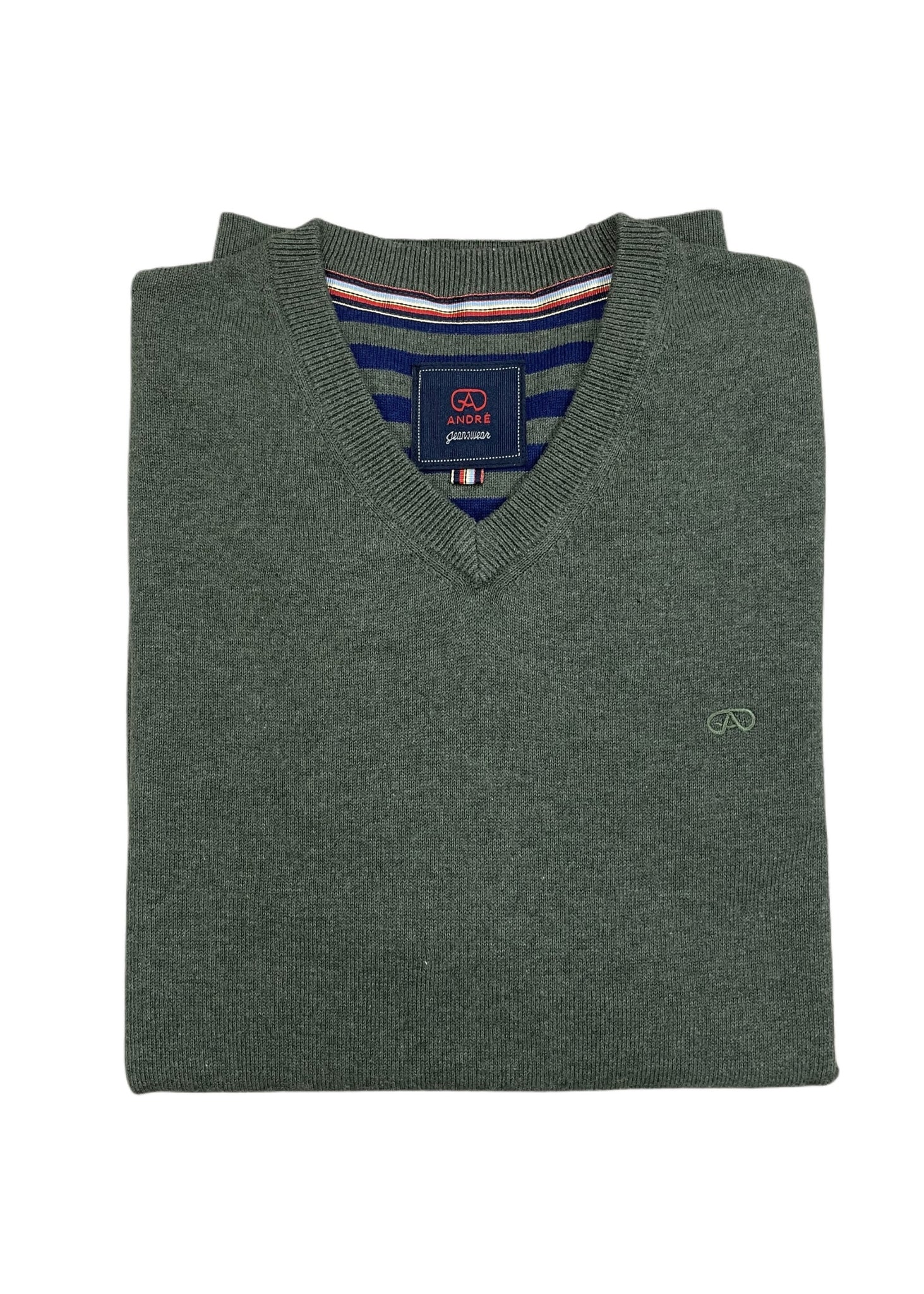 Andre - Valencia Olive V Neck Knitwear