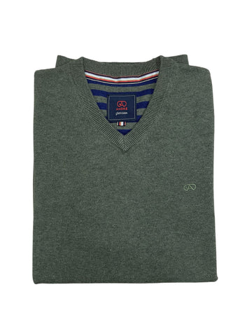 Andre - Valencia Olive V Neck Knitwear