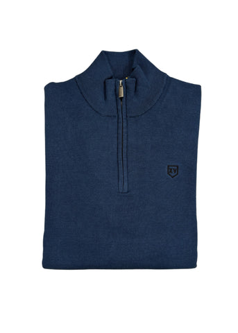 Tommy Bowe - XV Kings Unione Petrol Blue Quarter Zip Knitwear