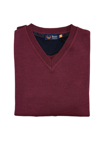 Zazzi - Magenta V Neck Cotton Knitwear 8874
