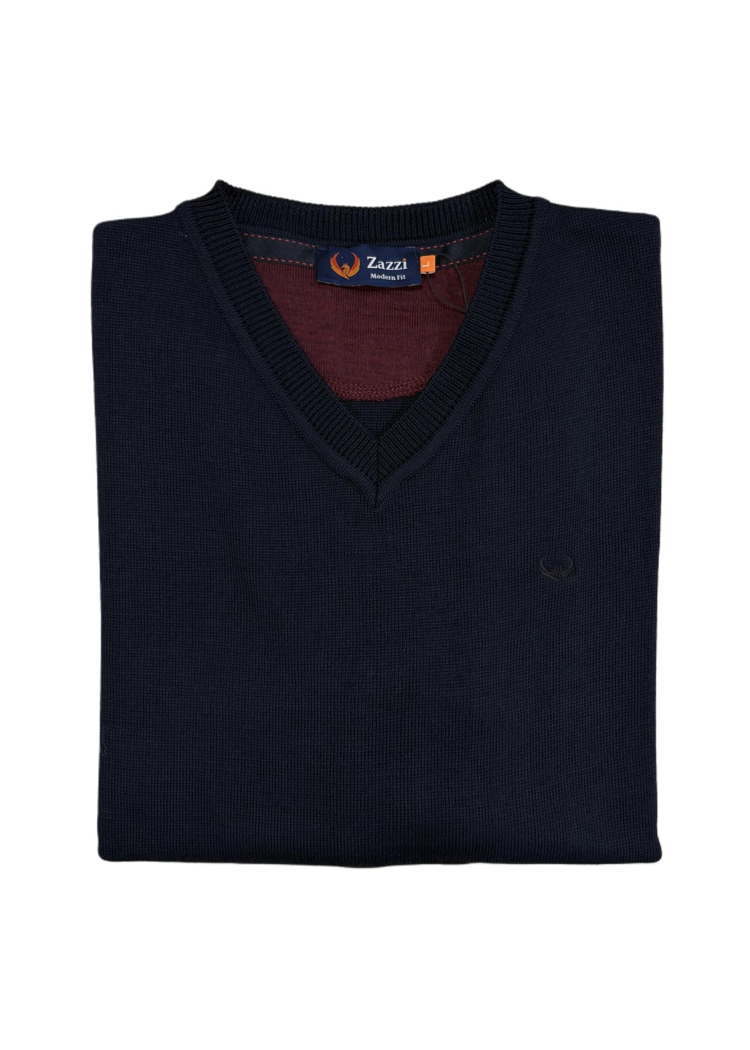 Zazzi - Navy V Neck Cotton Knitwear 8874