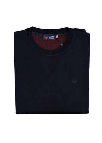 Zazzi - Navy Crewneck Cotton Knitwear 8875