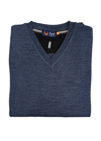 Zazzi - Denim Blue V Neck Cotton Knitwear 8874