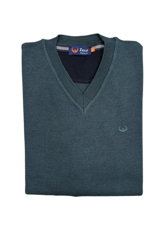 Zazzi - Teal V Neck Cotton Knitwear 8874