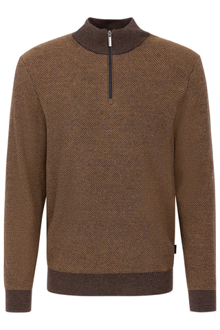 Bugatti - Cognac Quarter Zip 7500 65533B 70