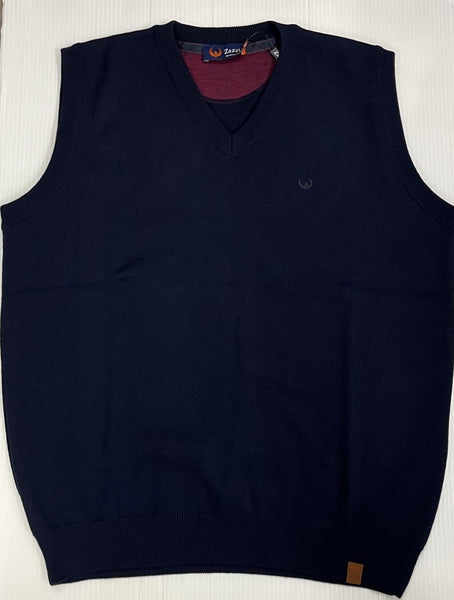 ZAZZI - NAVY - V- NECK SLEEVELESS KNITWEAR - 01 - 9543.