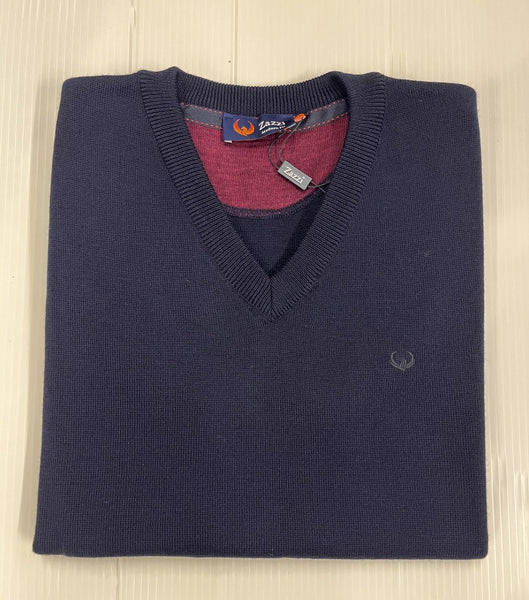 ZAZZI - NAVY - V- NECK SLEEVELESS KNITWEAR - 01 - 9543.
