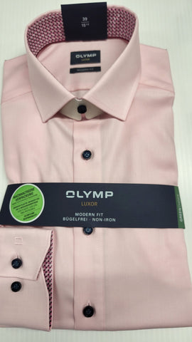 Olymp - Pink Shirt With Navy Buttons 2810 37 30