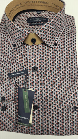 Casa Moda - Garnet Red Self Pattern Shirt 434113900 400