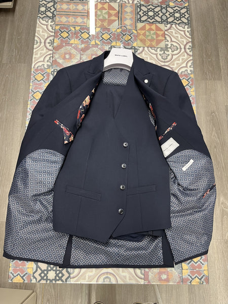 White Label - Navy 3 Piece Suit 85092