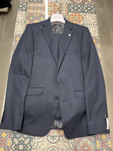 White Label - Navy 3 Piece Check Suit 85088