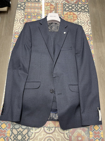 White Label - Navy 3 Piece Check Suit 85088