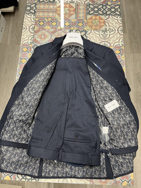 White Label - Navy 3 Piece Check Suit 85088