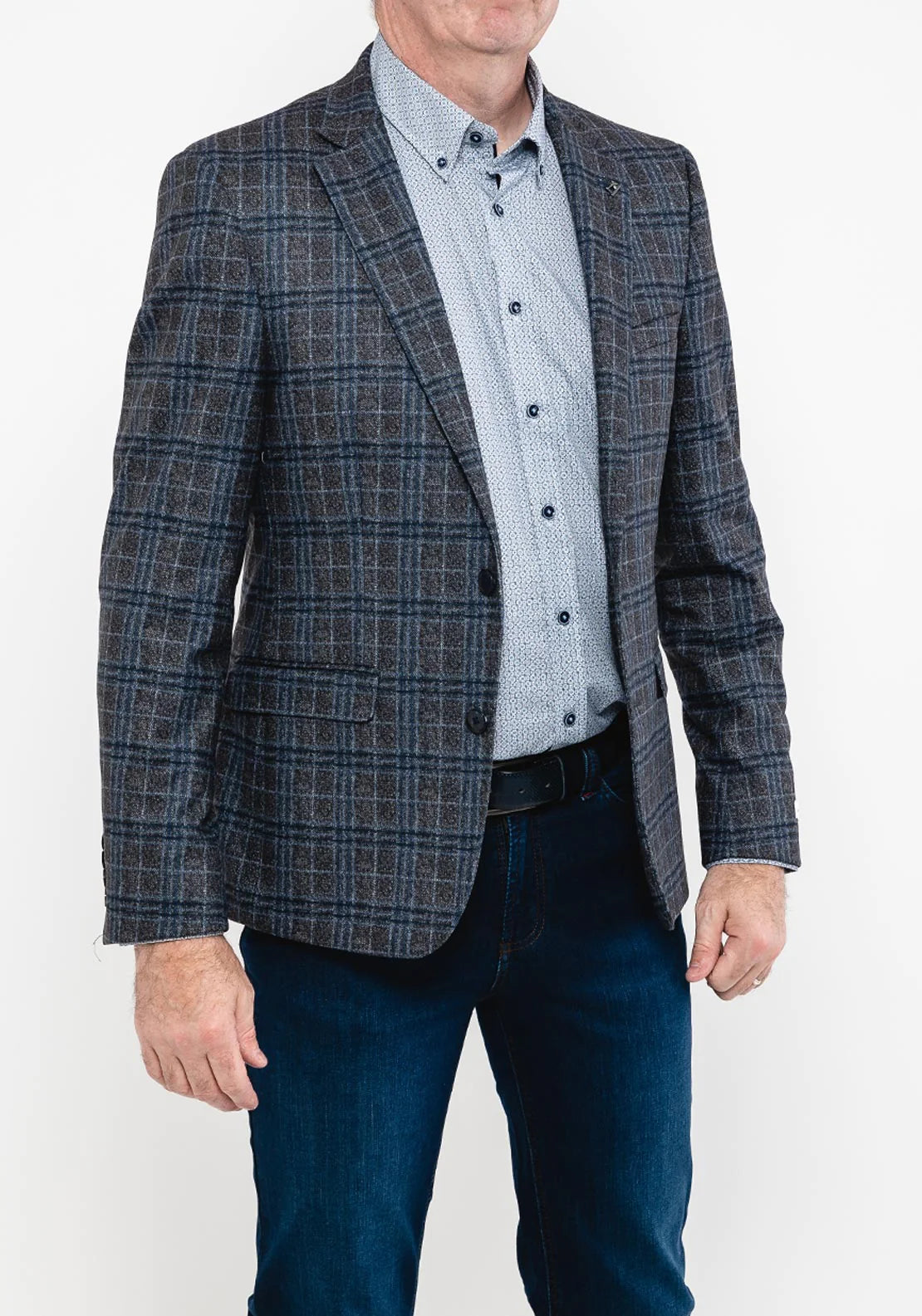 White Label - Blue/Grey Check Sports Jacket 85032