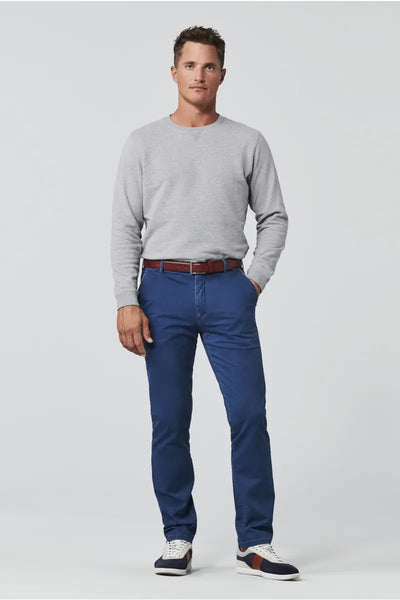Meyer - Blue Cotton Trousers Oslo Fit 5000/18