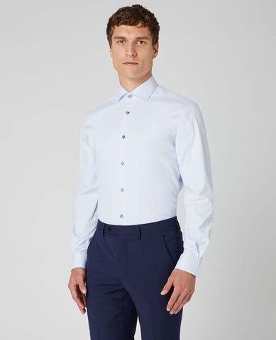 Remus Uomo - Blue Tapered Fit Long Sleeve Formal Shirt 18626 21