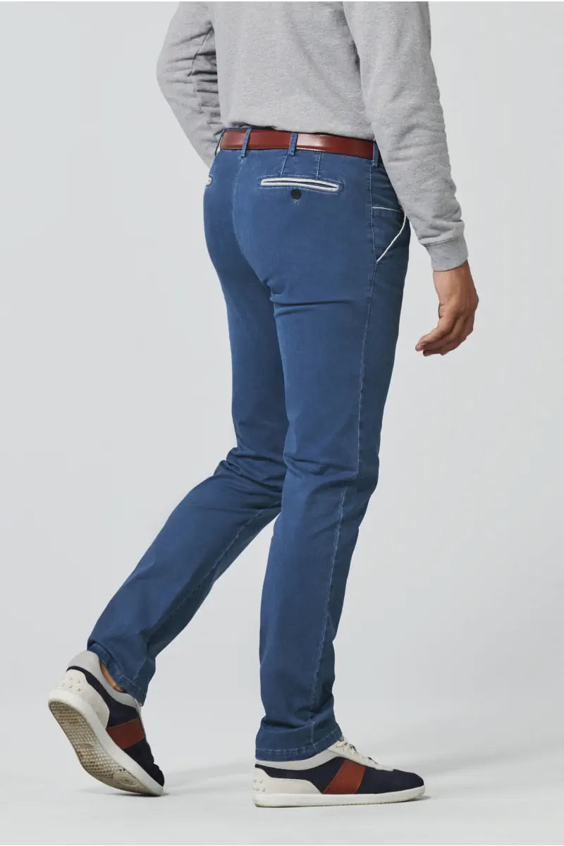 Meyer - Blue Cotton Trousers Oslo Fit 5000/18