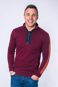 XV Kings - Tommy Bowe Quarter Zip Sweatshirt Nomads Crimson Carrot