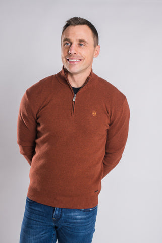 Tommy Bowe - XV Kings Unione Cinnamon Mix Quarter Zip Knitwear