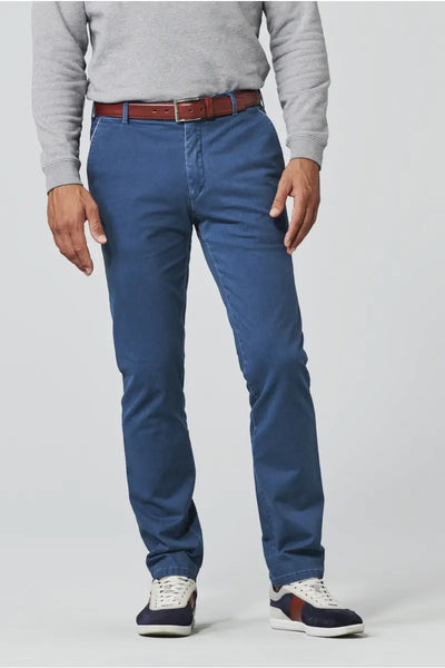 Meyer - Blue Cotton Trousers Oslo Fit 5000/18