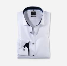 Olymp - White Formal Shirt Navy Buttons and Trim 0400 64 00