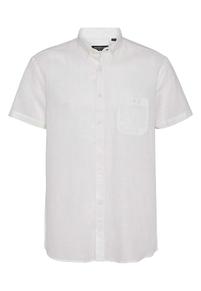 Pre End - frey White Linen Blend Short Sleeve Shirt 100178 1001