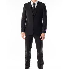 White Label - Black Taper Fit 3 Piece Suit 4089