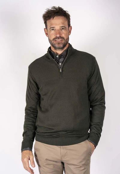 Pre End - Joseph Forest Green Quarter Zip Knitwear 100496 5045