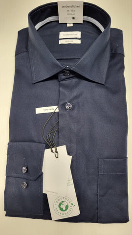 Seidensticker - Navy Regular Fit Shirt with Blue Trim 153730 19