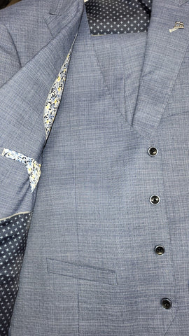 White Label - Blue Tweed 3 Piece Suit 84050