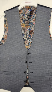 White Label - Blue/Navy Micro Check Waistcoat 86040