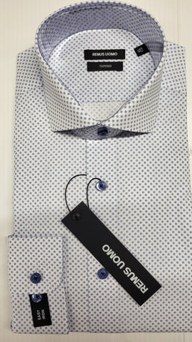 Remus Uomo - Blue/White Dot Tapered Fit Formal Shirt 18683 12