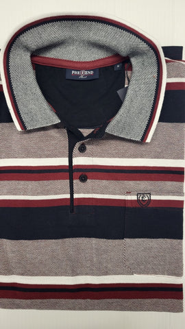 Pre End - Horace Cabernet Red Striped Polo Shirt 100431 4028