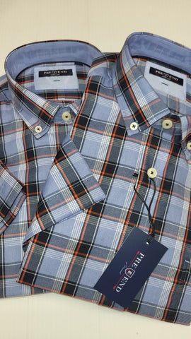 Pre End - Rusty Red/Blue Check Short Sleeve Shirt 100332 4039